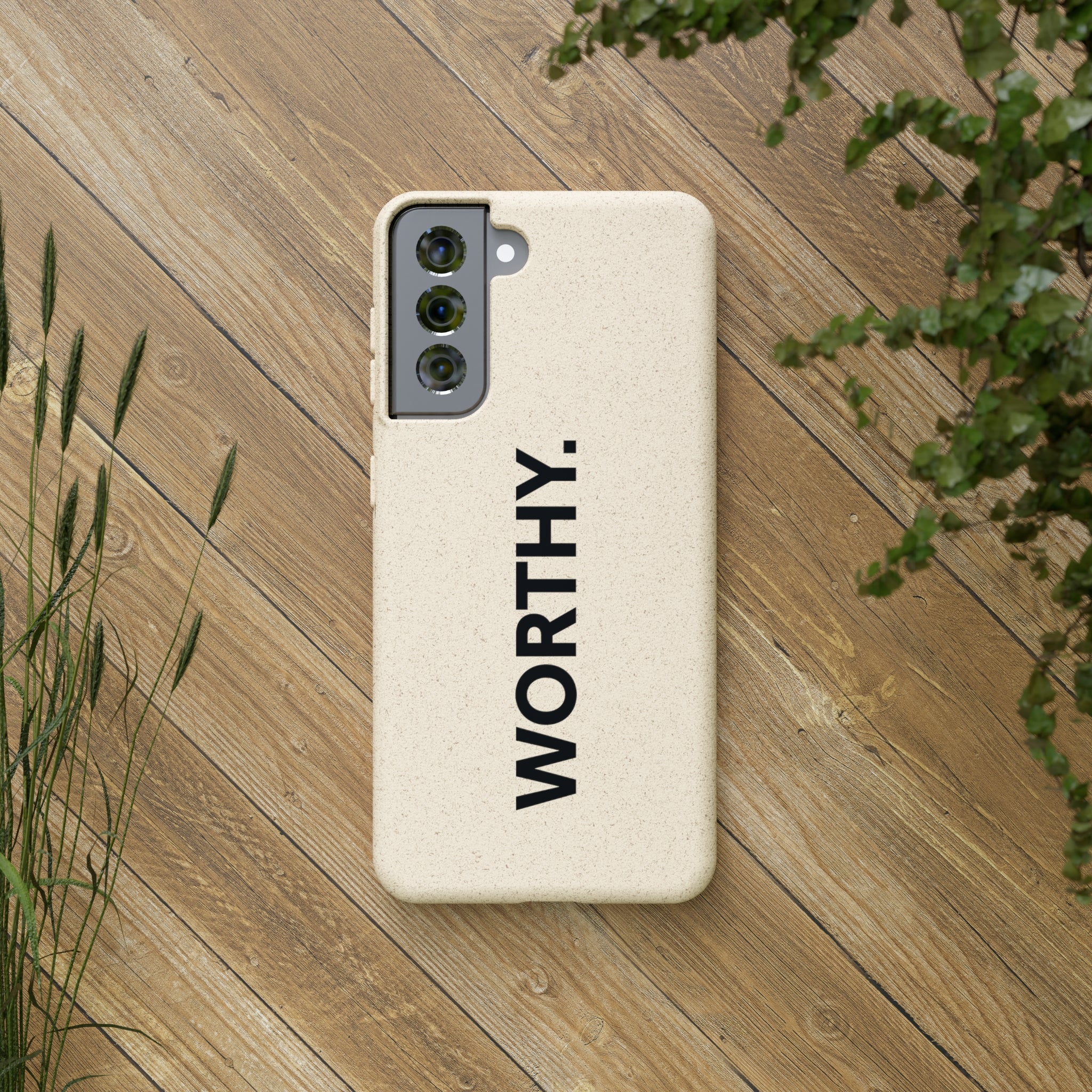 Because You’re Worthy Tan Phone Case - Your Faithful Treasure