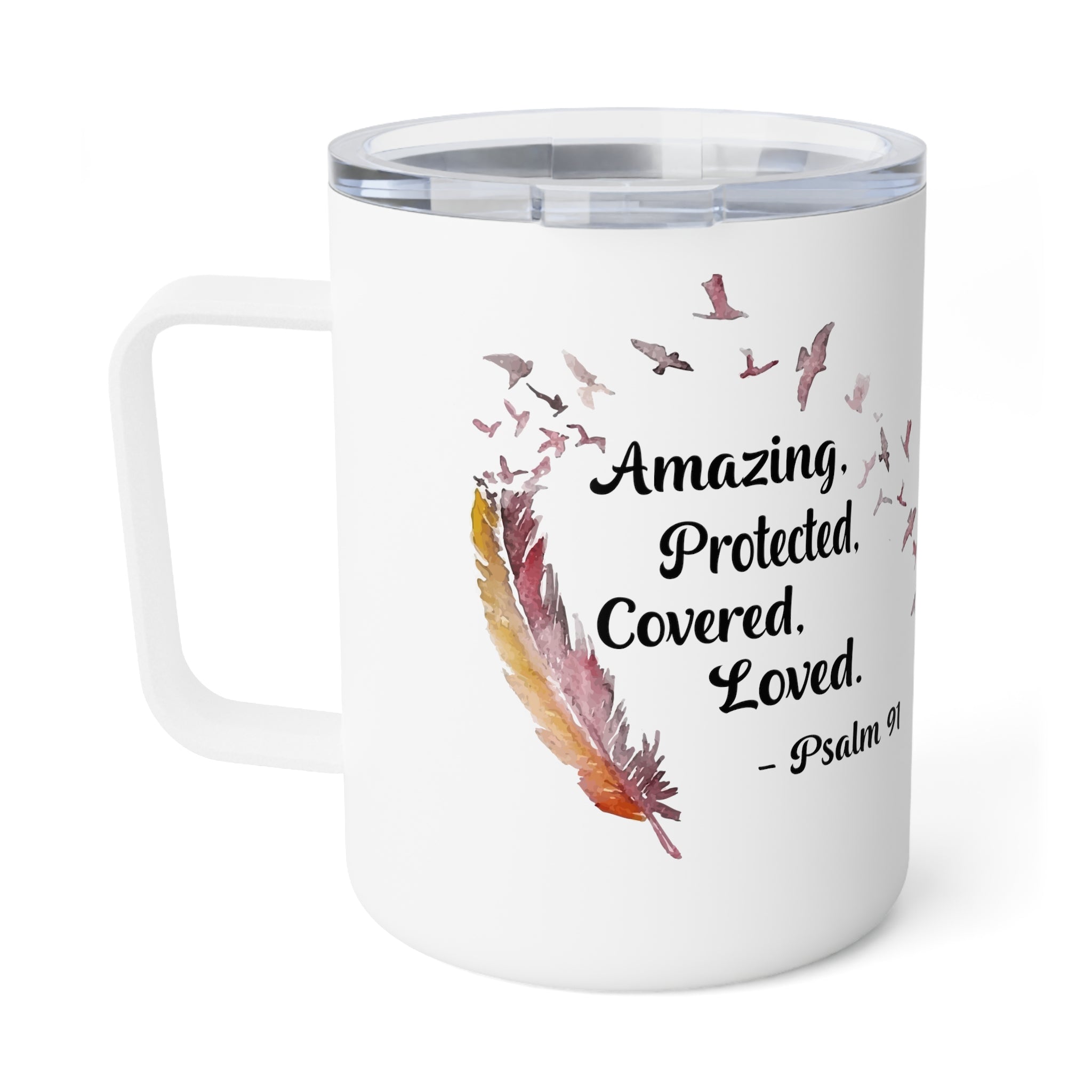 Loved & Covered Insulated Black and White Coffee Mug - Your Faithful Treasure