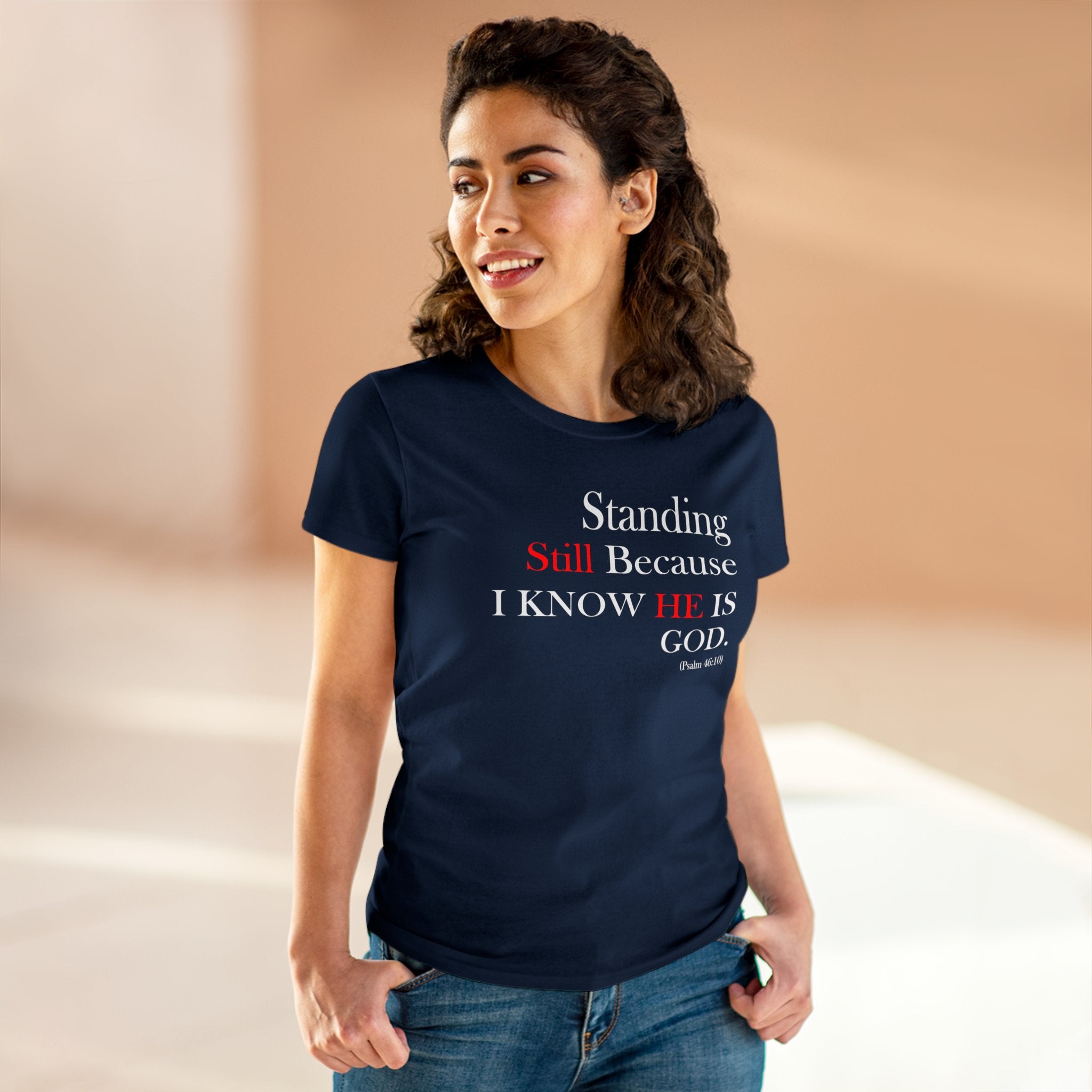 Women’s Fitted Psalm 46:10 Short Sleeve Shirt - Your Faithful Treasure