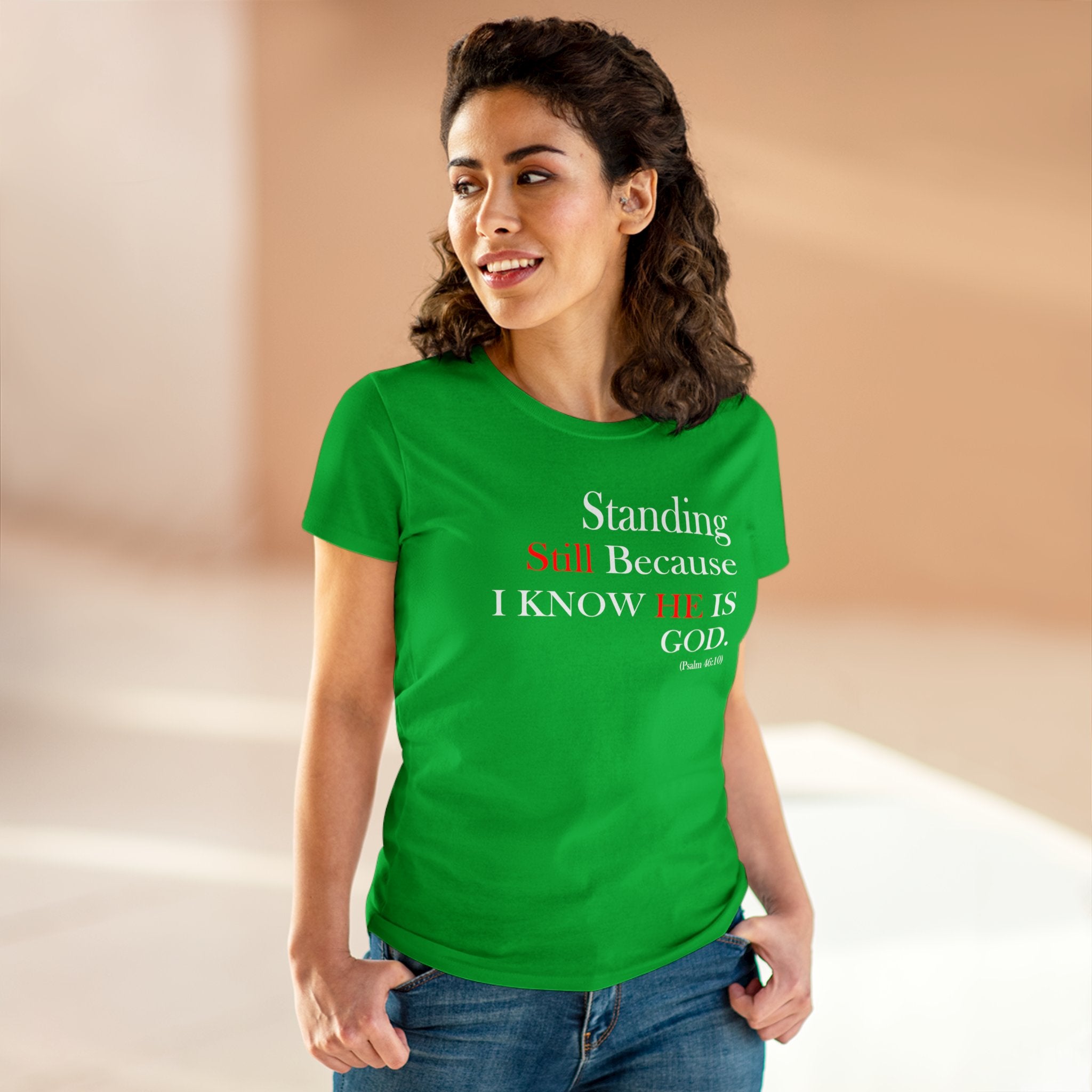 Women’s Fitted Psalm 46:10 Short Sleeve Shirt - Your Faithful Treasure