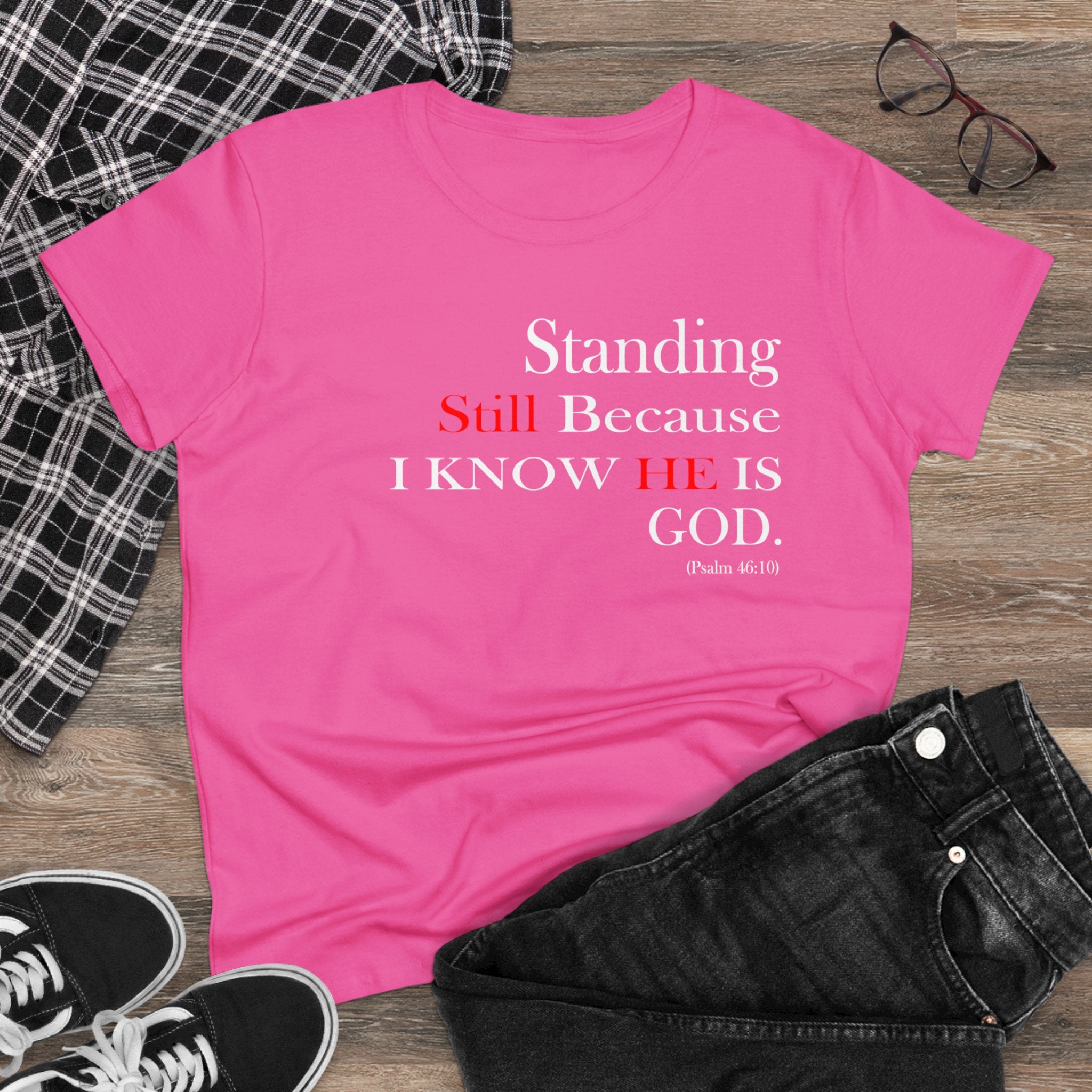 Women’s Fitted Psalm 46:10 Short Sleeve Shirt - Your Faithful Treasure