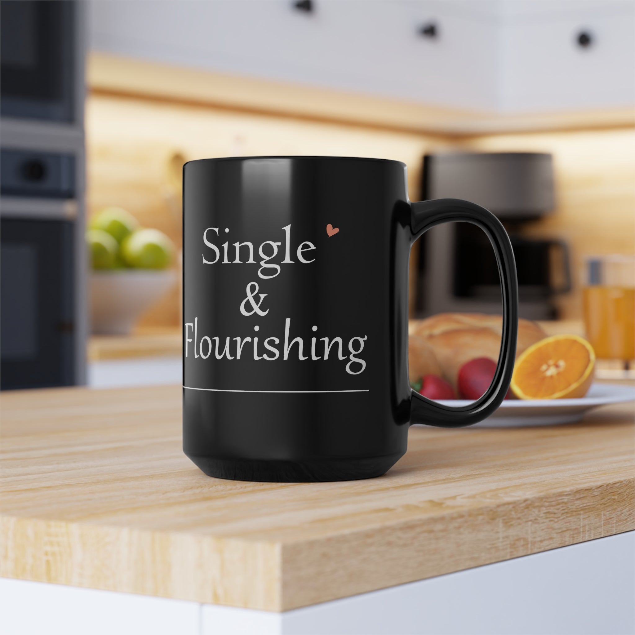 Single & Flourishing Black Ceramic Mug - Your Faithful Treasure