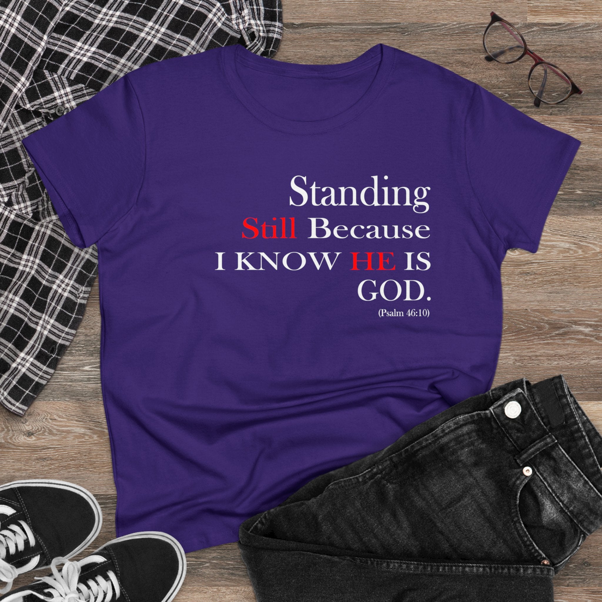 Women’s Fitted Psalm 46:10 Short Sleeve Shirt - Your Faithful Treasure