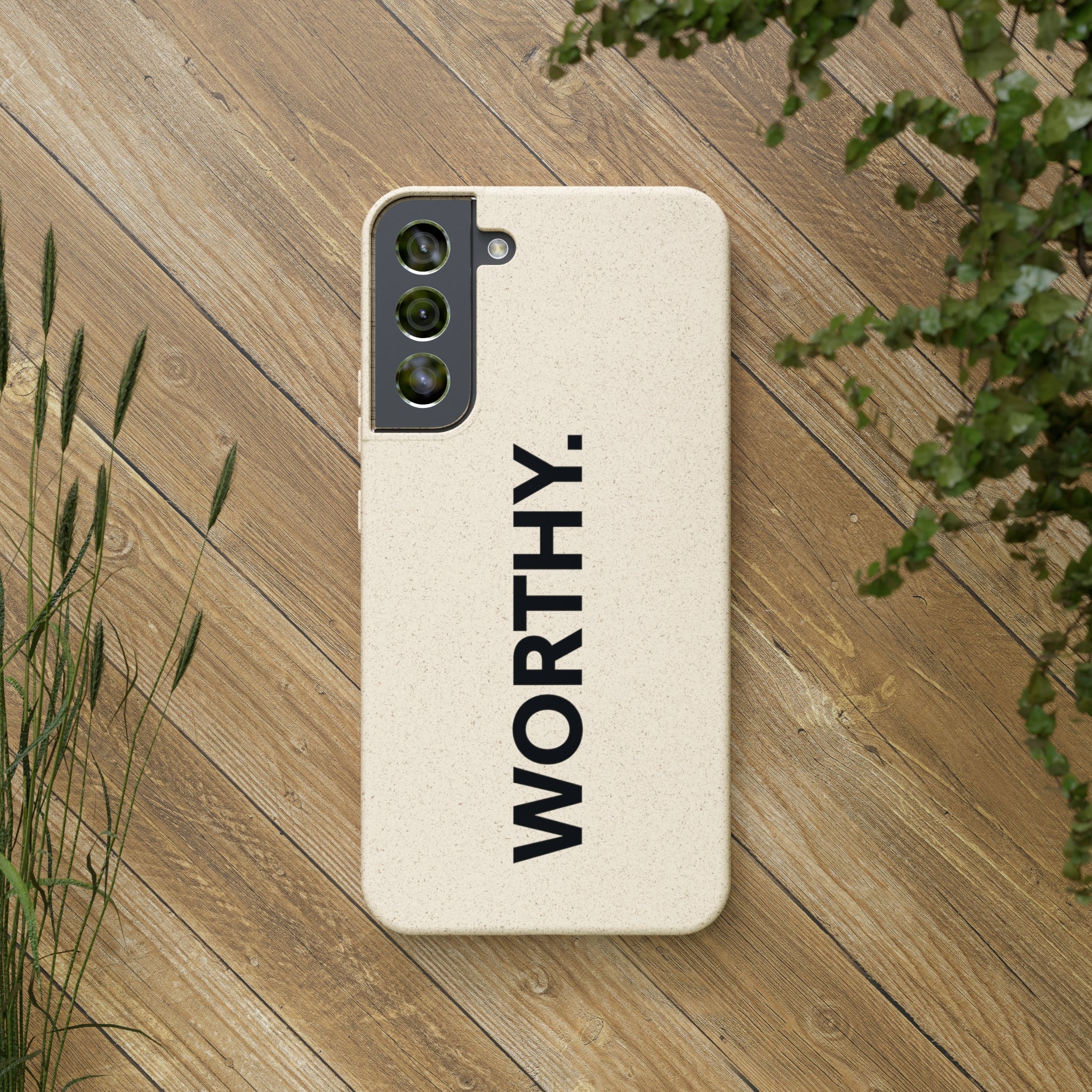 Because You’re Worthy Tan Phone Case - Your Faithful Treasure