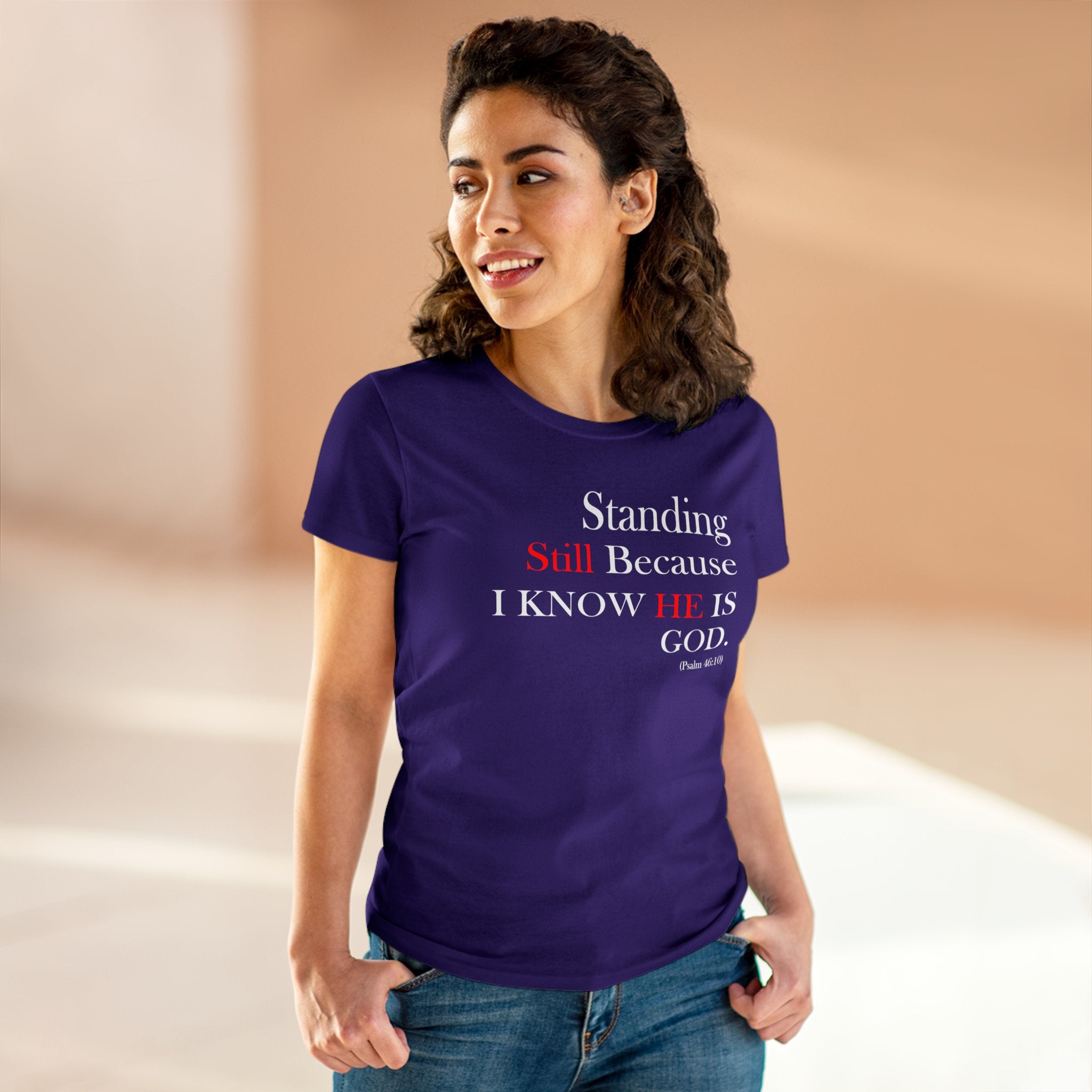 Women’s Fitted Psalm 46:10 Short Sleeve Shirt - Your Faithful Treasure