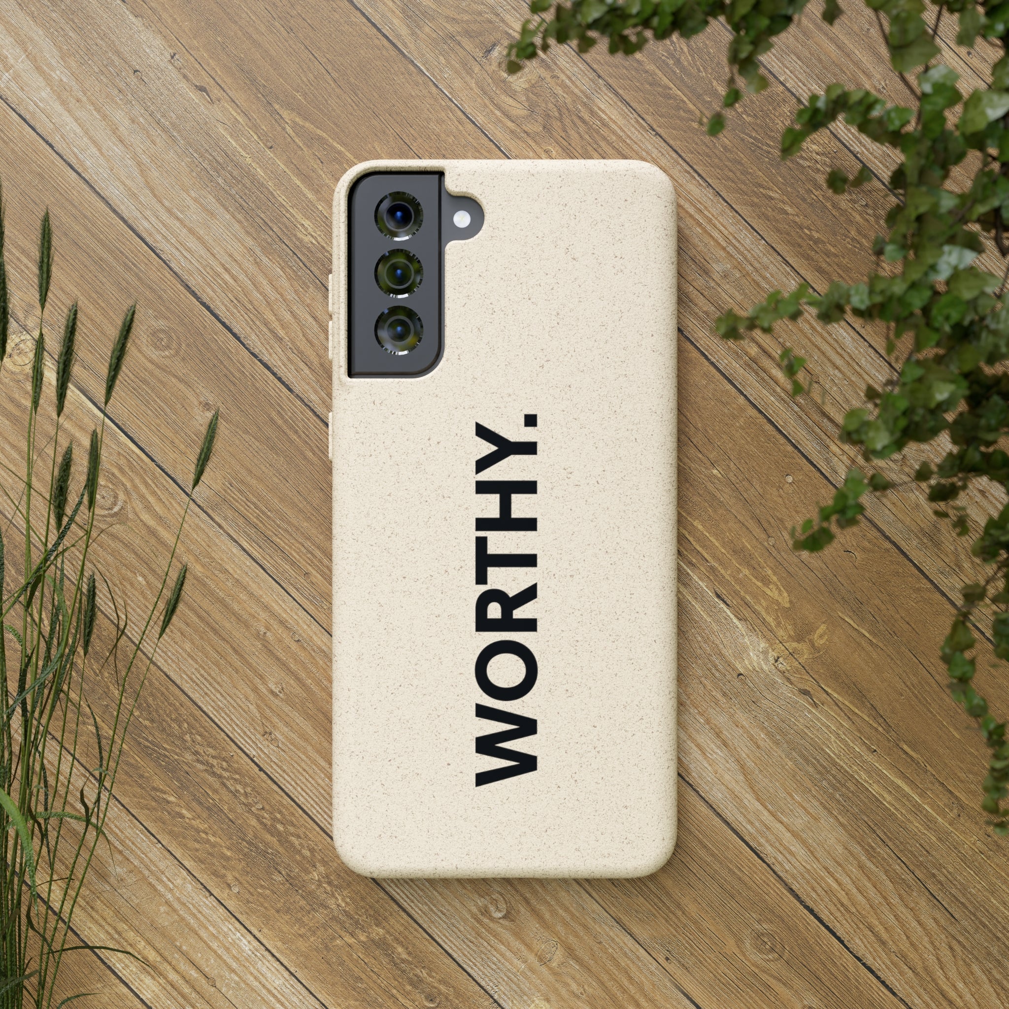 Because You’re Worthy Tan Phone Case - Your Faithful Treasure