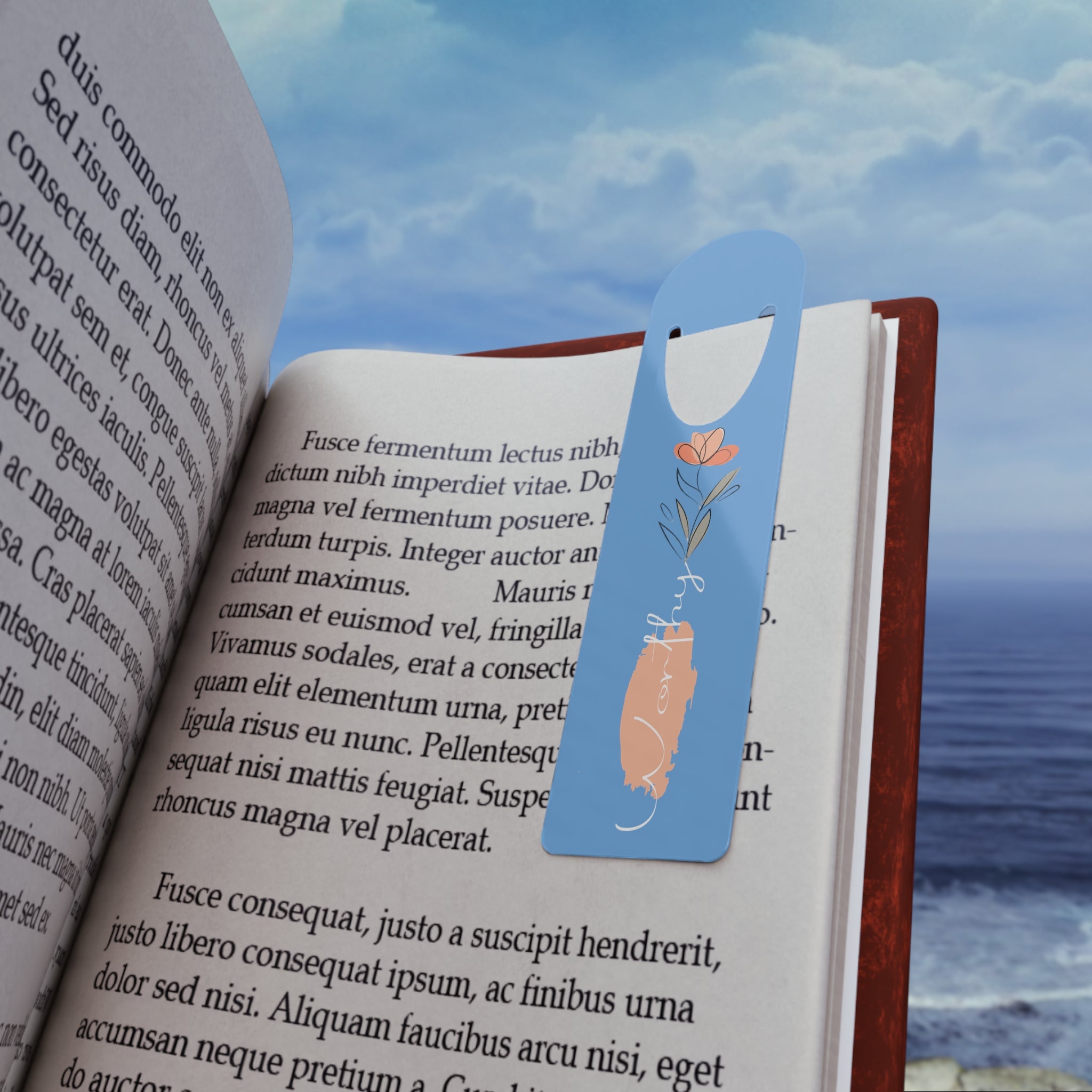 Blissfully Sky Blue & White Worthy Bookmark