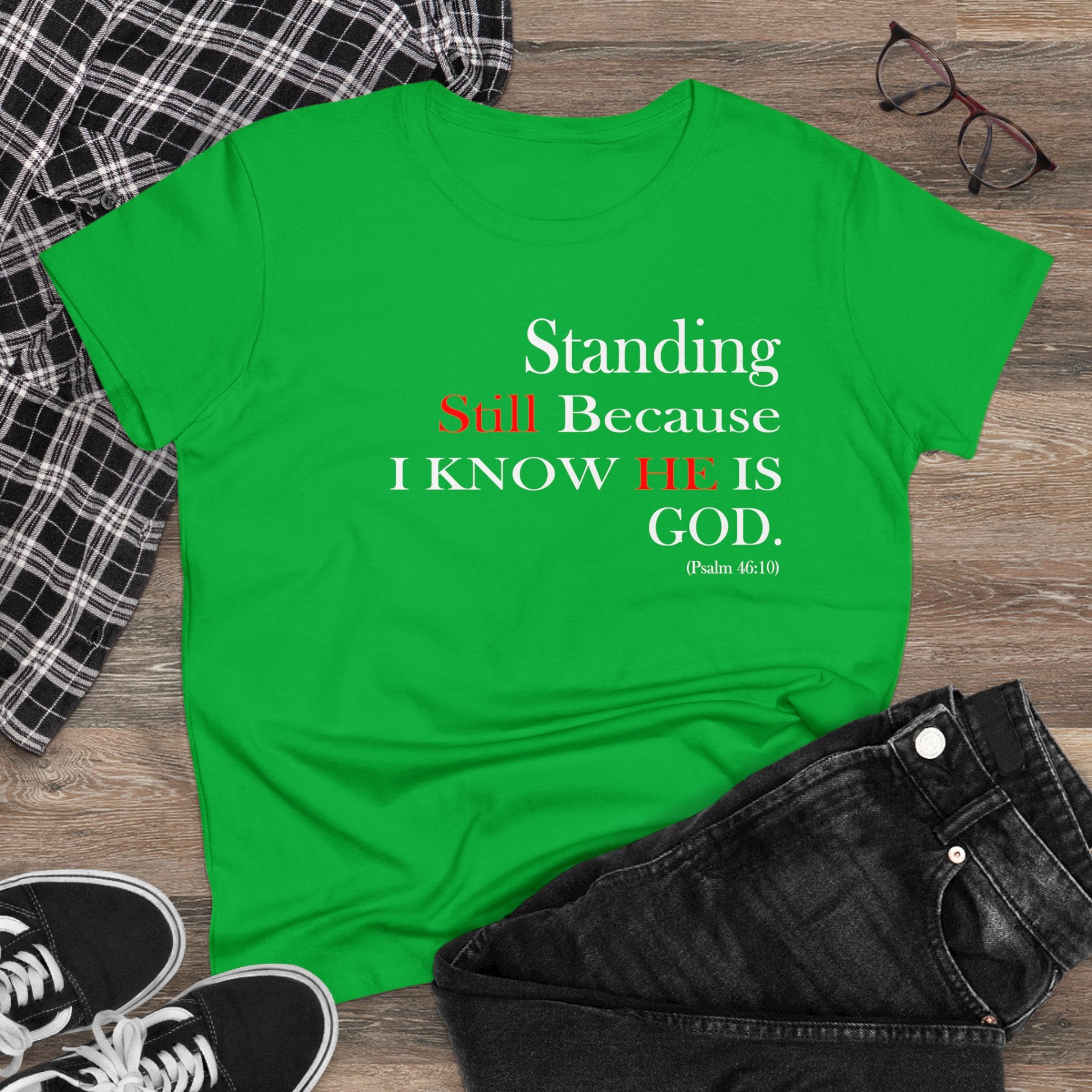 Women’s Fitted Psalm 46:10 Short Sleeve Shirt - Your Faithful Treasure