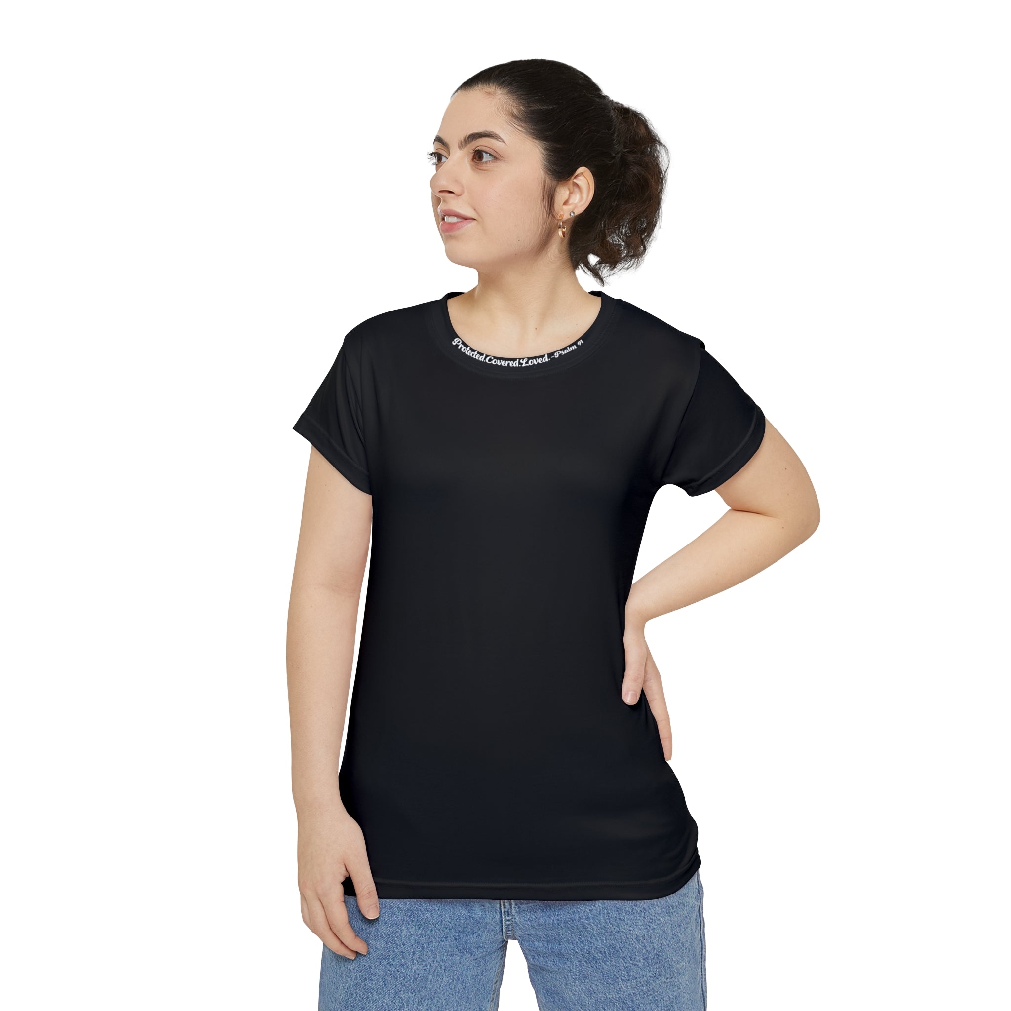 Women’s Unique Psalm 91 Black Shirt - Your Faithful Treasure