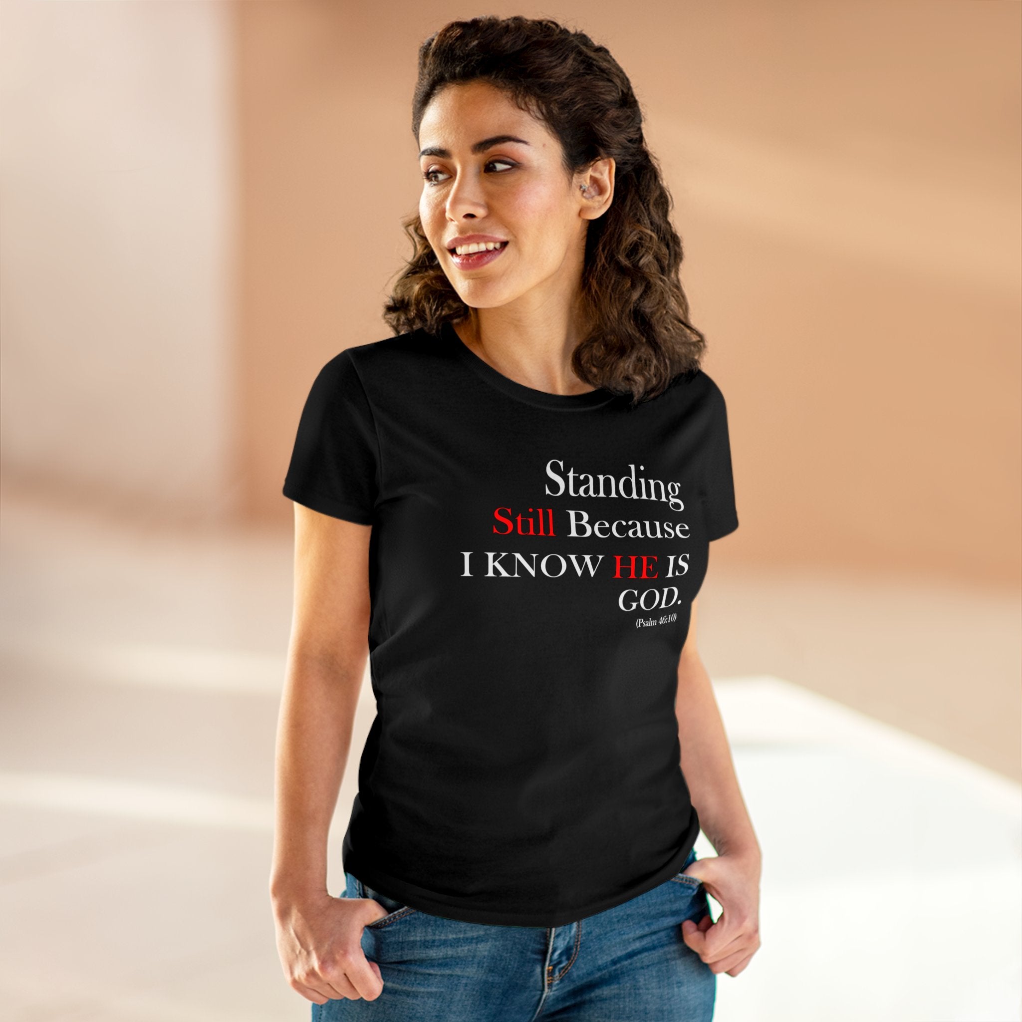 Women’s Fitted Psalm 46:10 Short Sleeve Shirt - Your Faithful Treasure